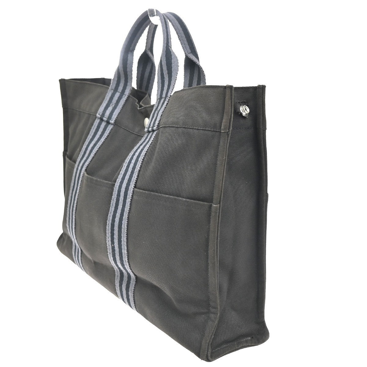 HERMES Fourre-Tout MM Hand Tote Bag Canvas Black France 100% Cotton 02KC915