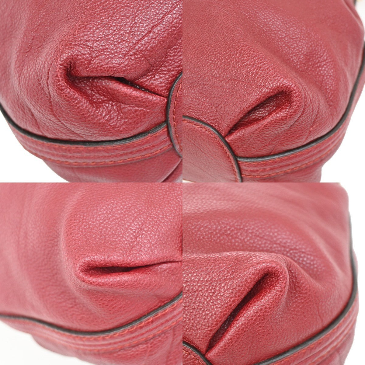 CHLOE Logo Elsie 2Way Shoulder Hand Bag Leather Red GHW 34RL416