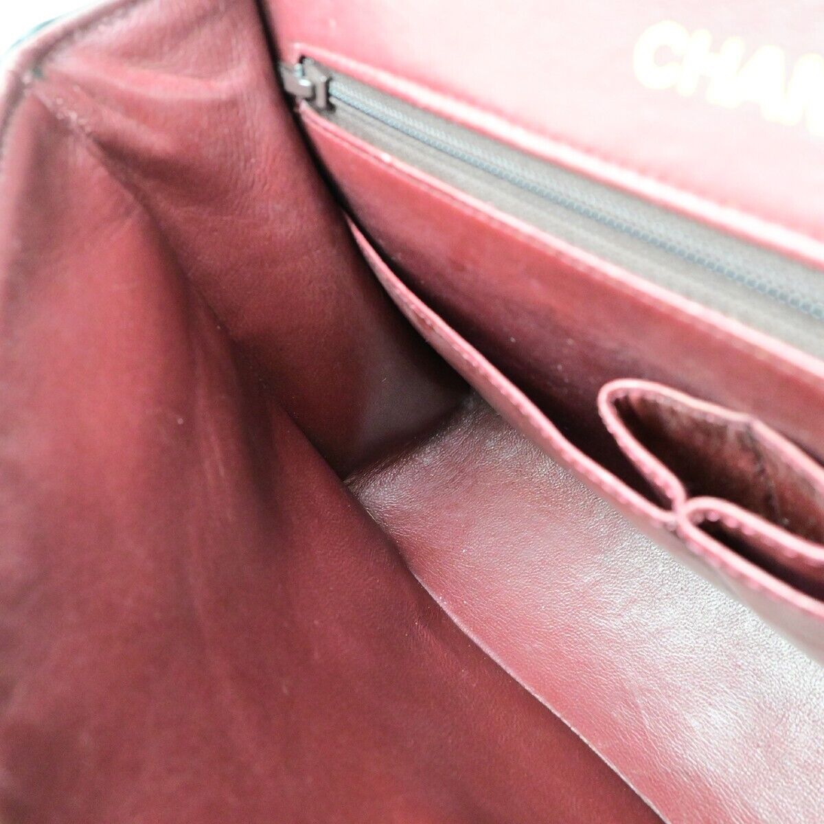 CHANEL Matelasse 25 Double Flap Chain Shoulder Bag Leather BK Vintage 827RF217