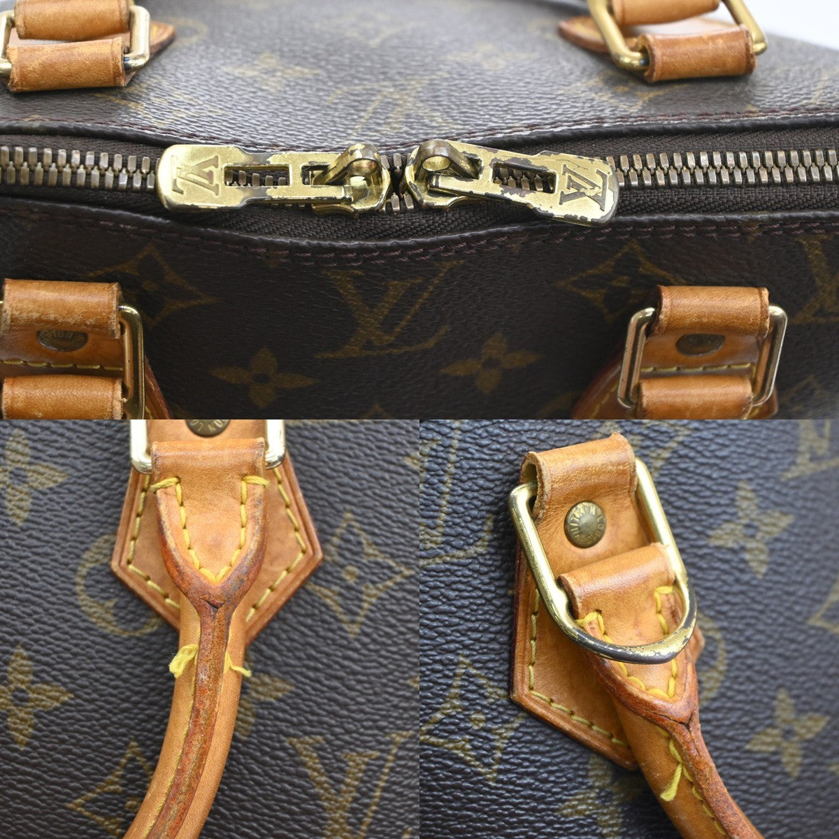 LOUIS VUITTON LV Logo Alma Hand Bag Monogram Leather Brown France M51130 34SA148