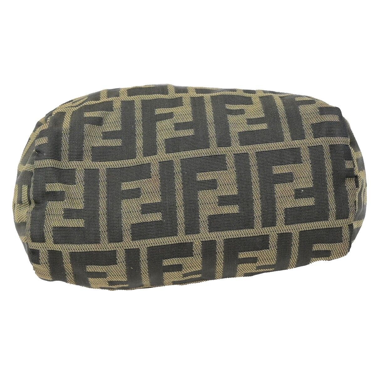 FENDI Logo Zucca Pattern Mini Hand Bag Canvas Leather Brown Italy 36FB183
