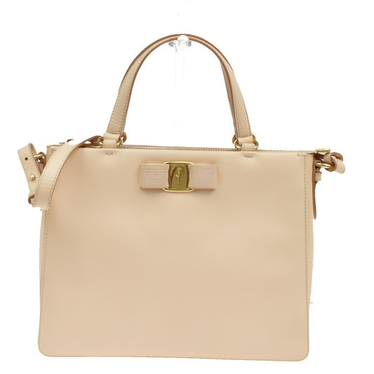 SALVATORE FERRAGAMO Logo Vara 2Way Shoulder Hand Bag Leather Pink Italy 69KB143