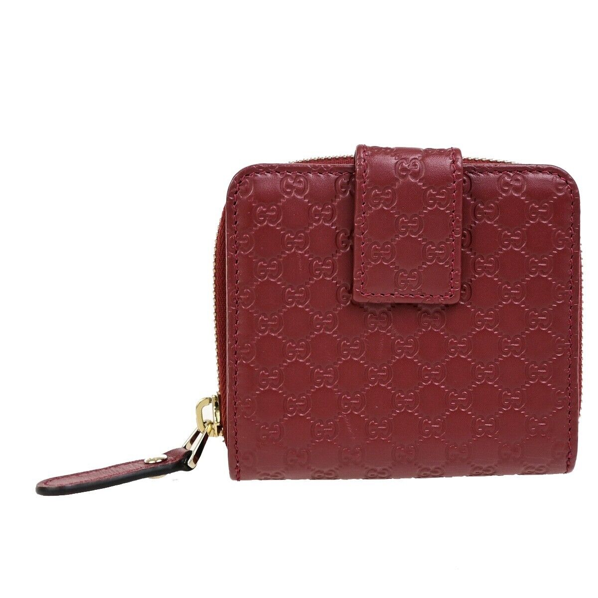 GUCCI Micro Guccissima GG Pattern Bifold Zipper Wallet Leather Red 34FB312