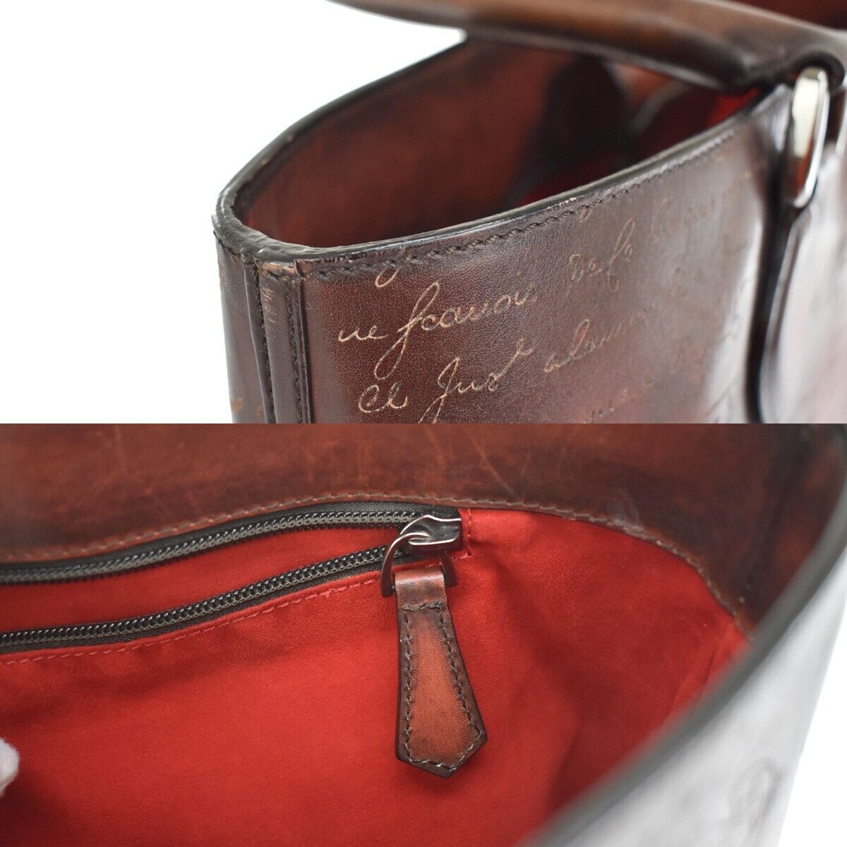 BERLUTI Limited Edition Calligraphy Toujours Shoulder Bag Leather Brown 683LC129