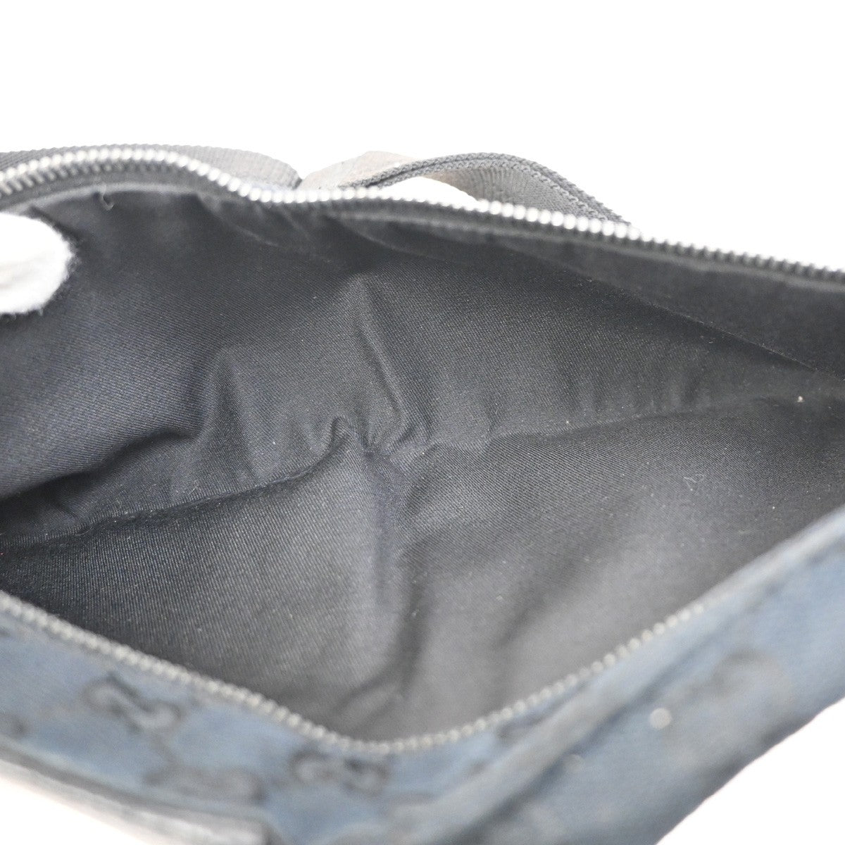 GUCCI Logo GG Pattern Mini Waist Belt Bag Canvas Leather Black SHW Italy 85ZA041