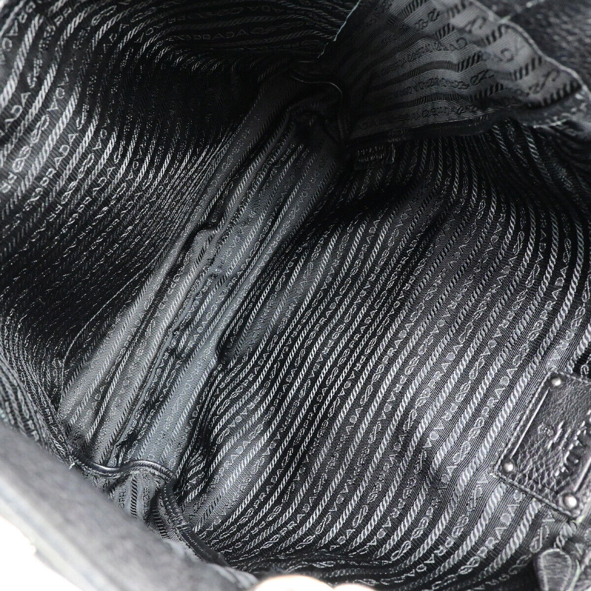 PRADA Logo 2Way Shoulder Hand Bag Vitello Daino Leather Black Nero SHW 12YG607