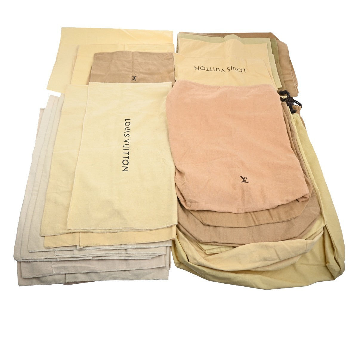 LOUIS VUITTON Logo 30 Set Drawstring Dust Bag Canvas Cotton Beige Brown 62CA727