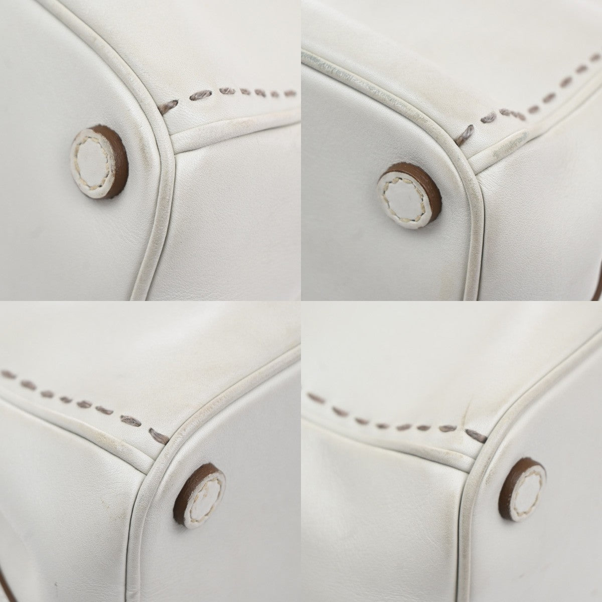 PRADA Galleria 2Way Shoulder Hand Bag Leather Suede White Italy 18CA397