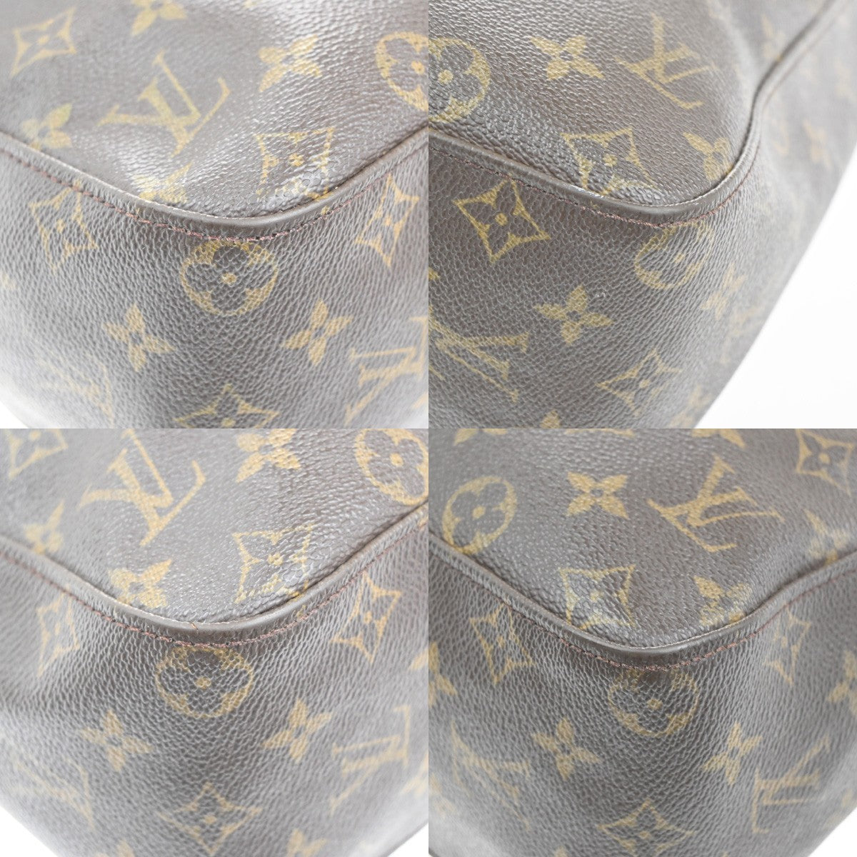 LOUIS VUITTON Logo Looping GM Shoulder Bag Monogram Leather Brown M51145 31MA310