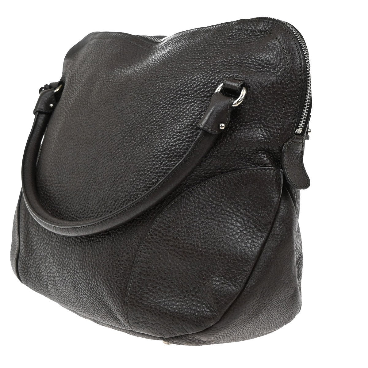 SALVATORE FERRAGAMO Logo Gancini Shoulder Hand Bag Leather Brown 32EF905