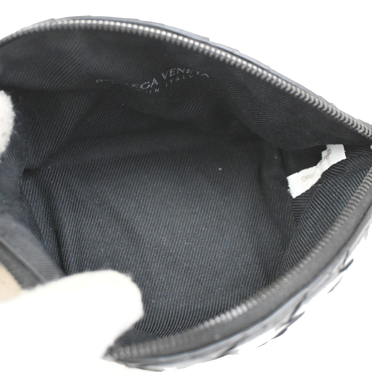BOTTEGA VENETA Logo Intrecciato Mini Pouch Lambskin Leather Black 30RL546