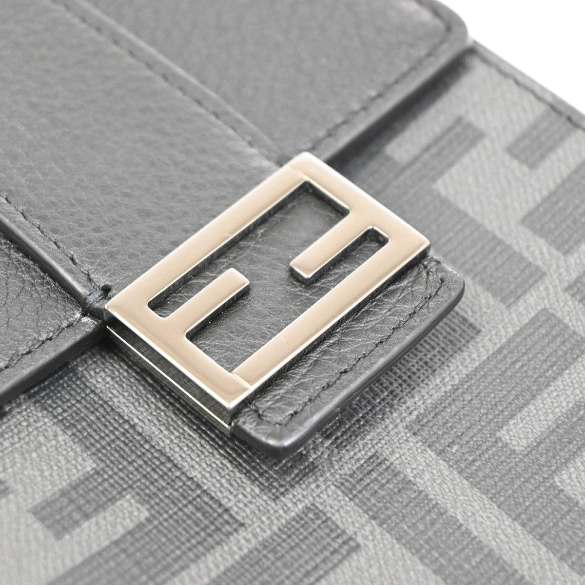 FENDI Logo Zucca Pattern Phone Holder Bag PVC Leather Black Italy 31KB829