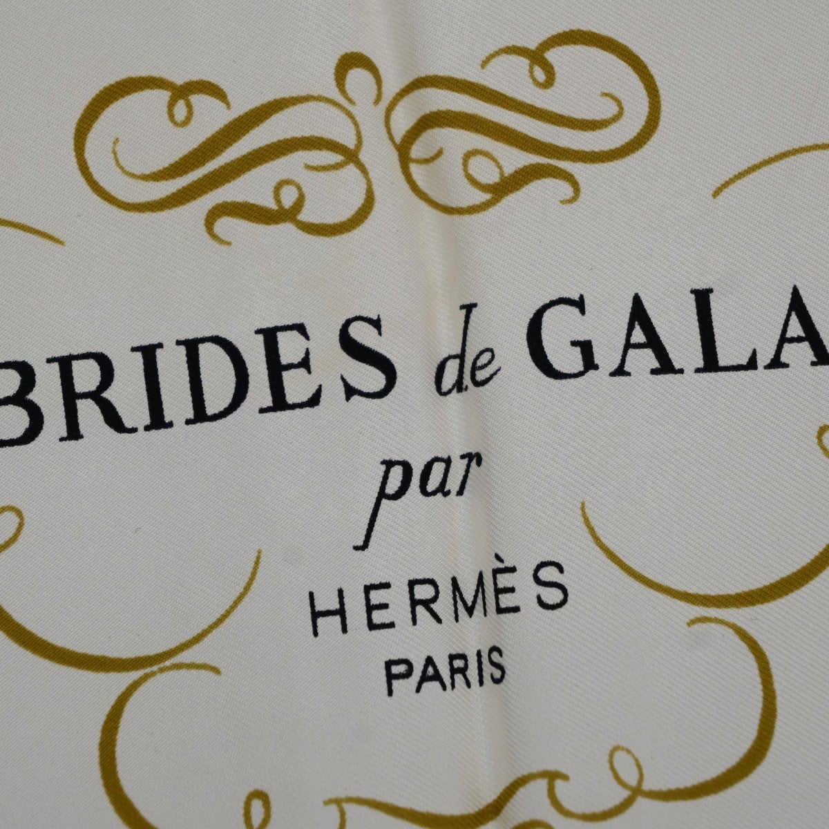 HERMES Logo Carre Scarf 90  " BRIDES de GALA " 100% Silk Blue France 63YJ113