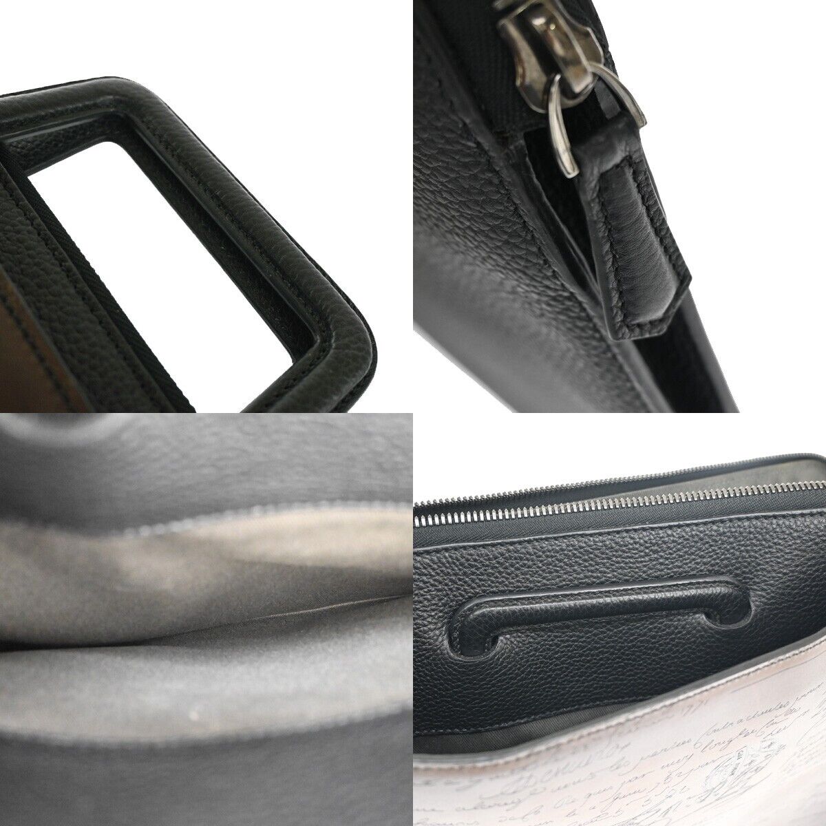 BERLUTI Lift Calligraphy 2Way Briefcase Clutch Hand Bag Leather Brown BK 44RH278