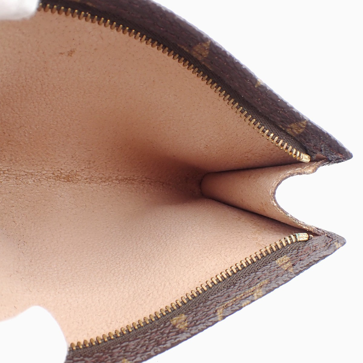 LOUIS VUITTON Logo BUCKET PM Pouch Bag Monogram Leather Brown France 66KC144