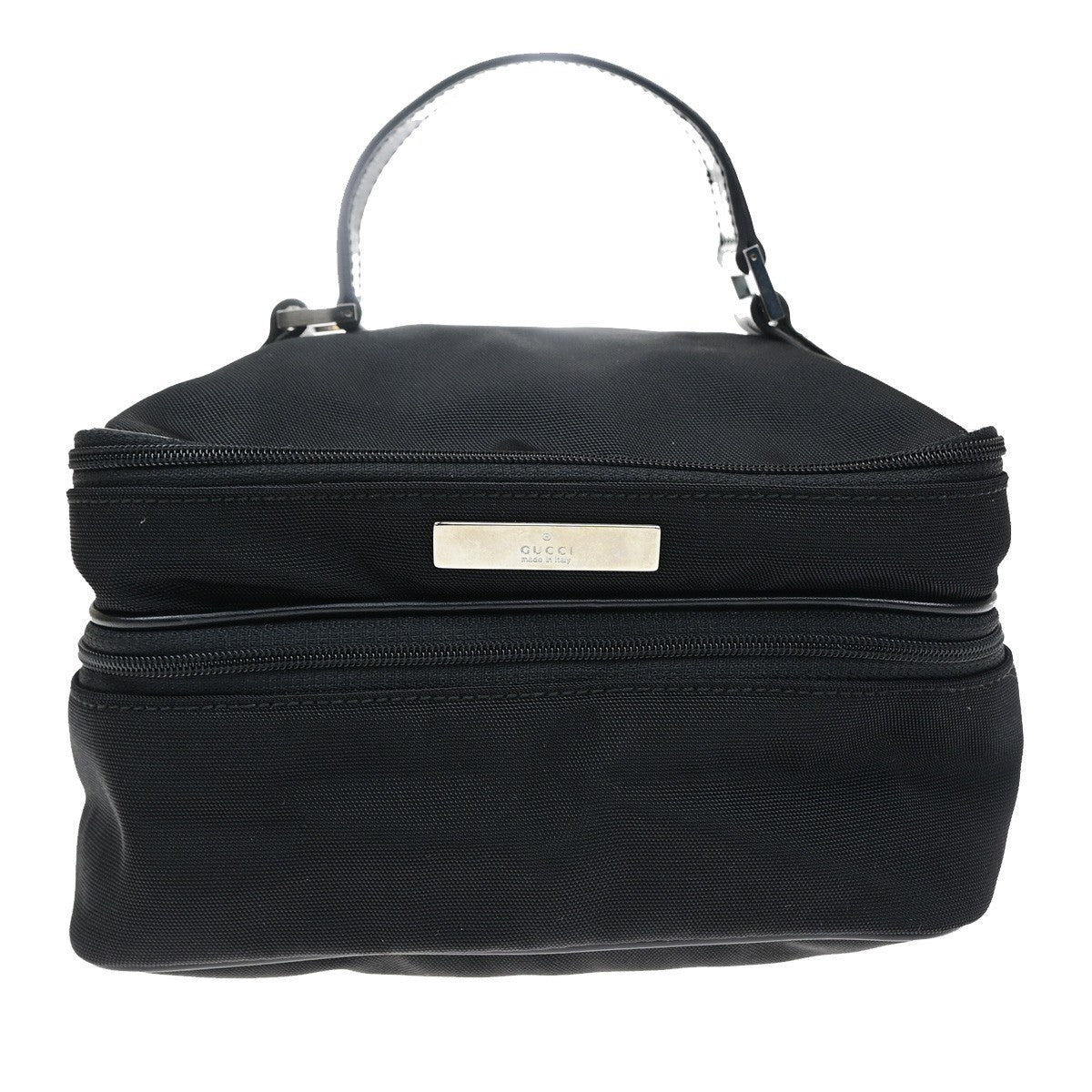 GUCCI Logo Mini Vanity Bag Canvas Leather Black SHW Italy 09CB070