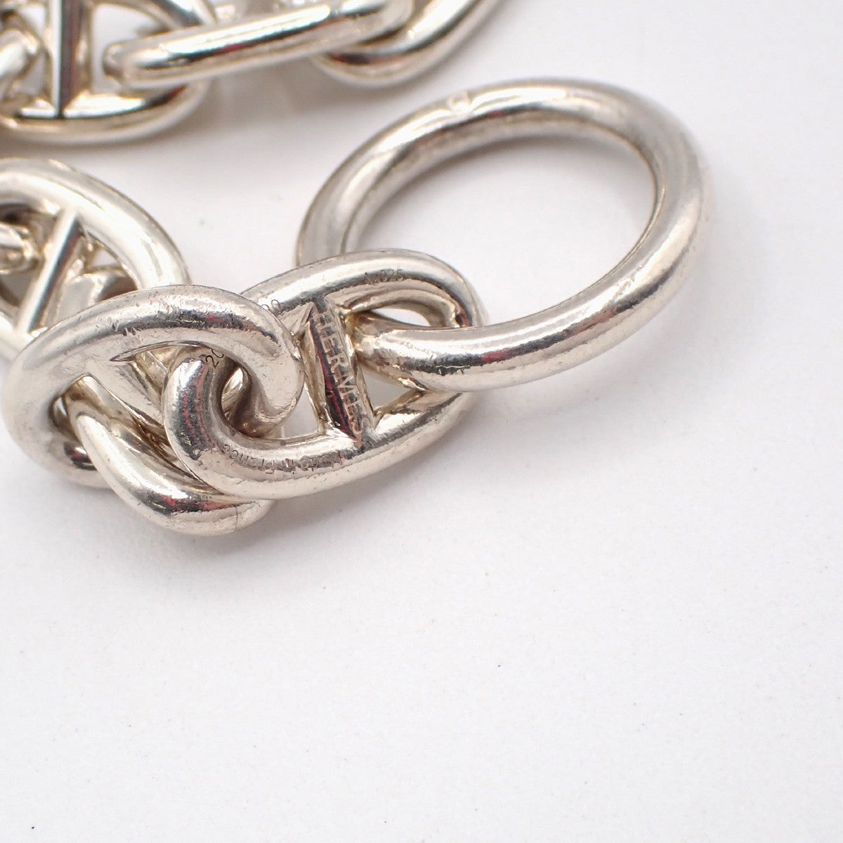 HERMES Logo Chaine D'ancre MM Chain Bracelet  14 Link Ag925 Silver 385LC605