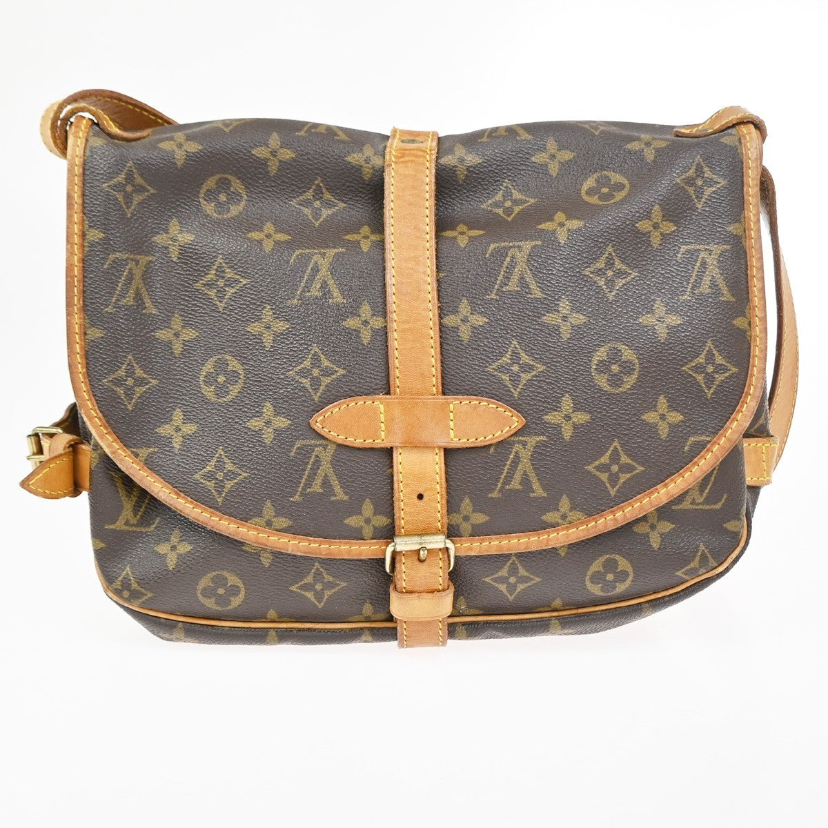 LOUIS VUITTON Logo Saumur 30 Shoulder Bag Monogram Leather Brown M42256 84CA912