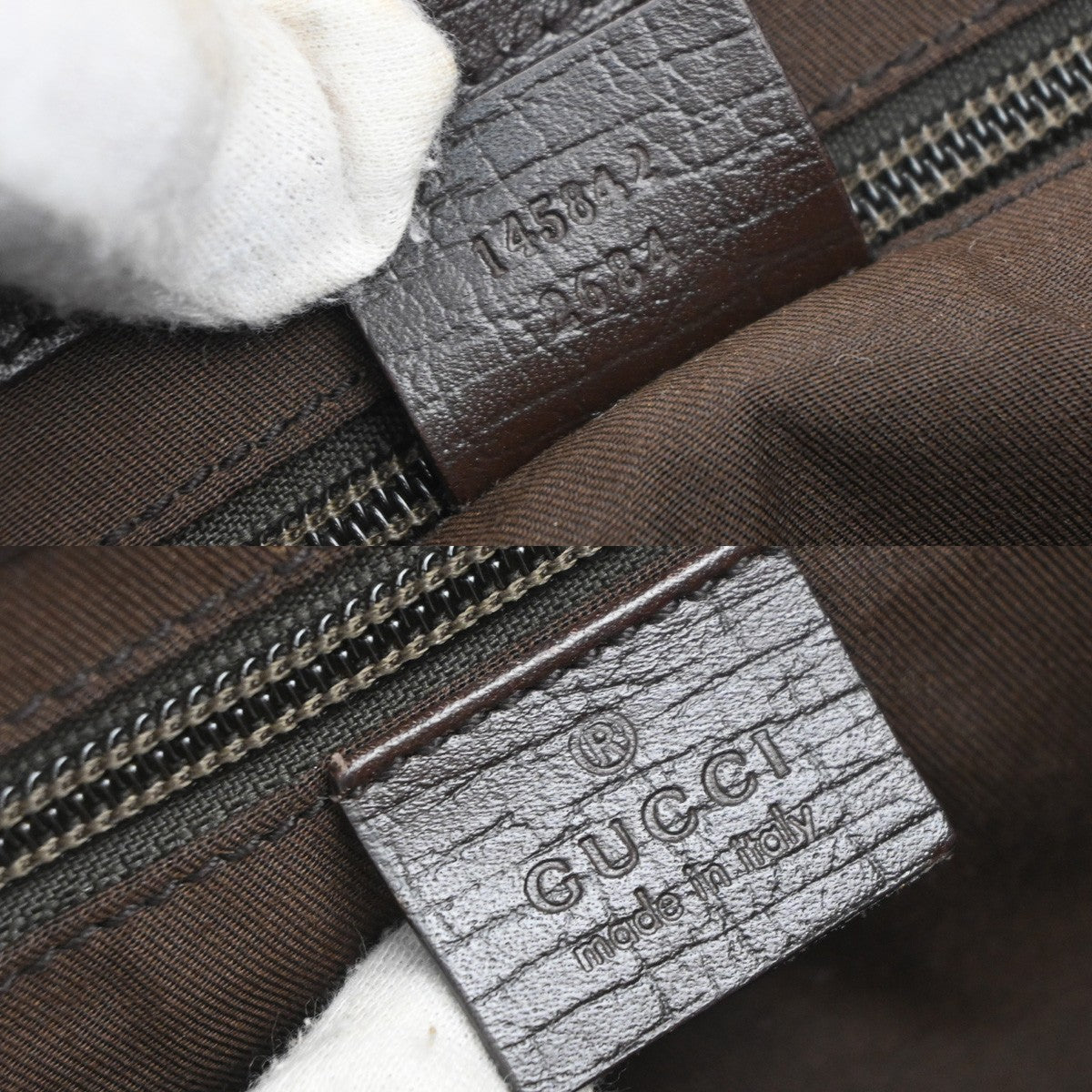 GUCCI Logo GG Pattern Sherry Shoulder Tote Bag Supreme Leather Brown 77KP593