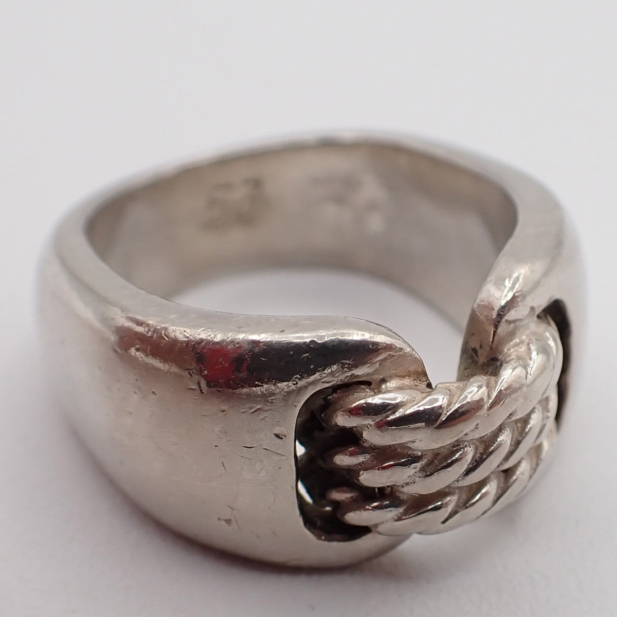 HERMES Logo Suroit Ring Size 53 Silver Accessory 71RF776