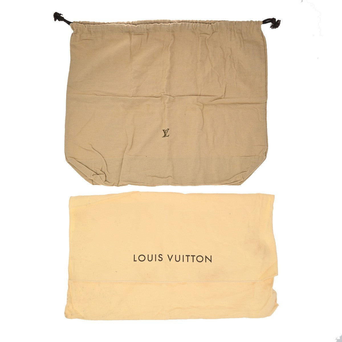 LOUIS VUITTON Logo 10 Set Dust Bag Drawstring Canvas Cotton Beige Brown 09KP189