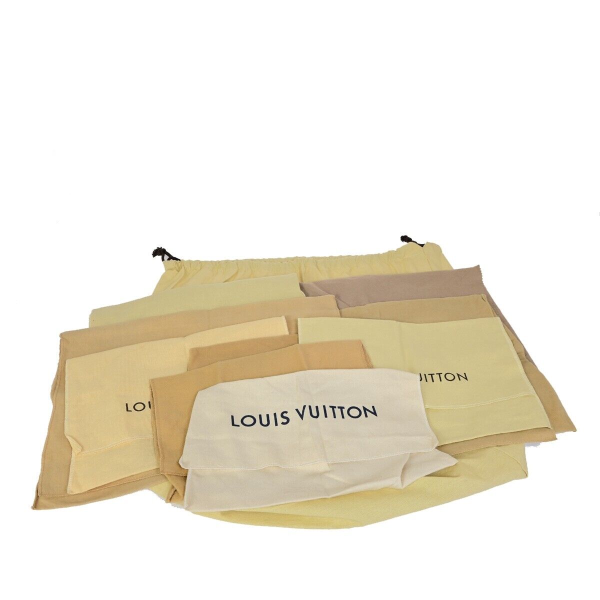 LOUIS VUITTON Logo 10 Set Dust Bag Drawstring Canvas Cotton Beige Brown 09FA767