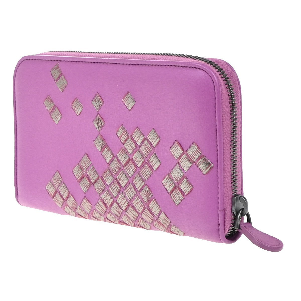 BOTTEGA VENETA Logo Intrecciato Zip Around Long Wallet Leather Purple 34RP100