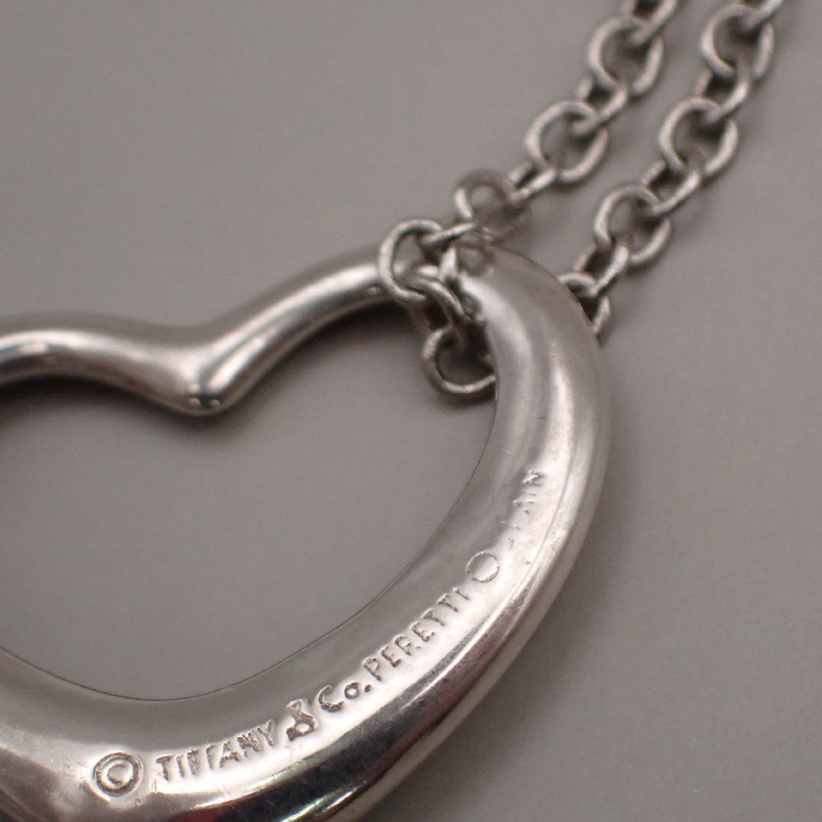 TIFFANY & CO. Open Heart 22mm Chain Necklace Ag 925 Elsa Peretti Silver 02YH718