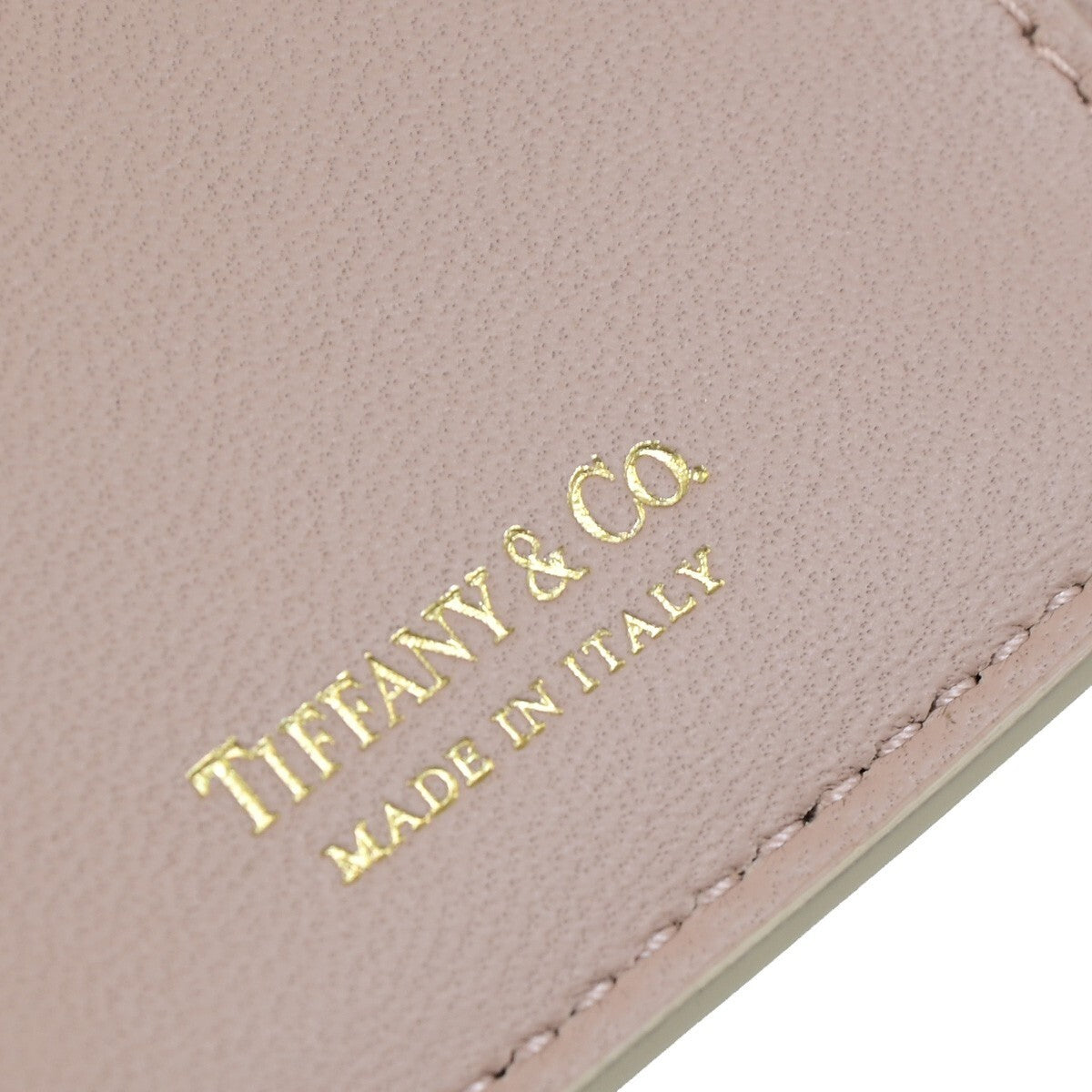 TIFFANY & CO. T Logo Trifold Wallet Purse Leather Beige GHW Italy 35RK271