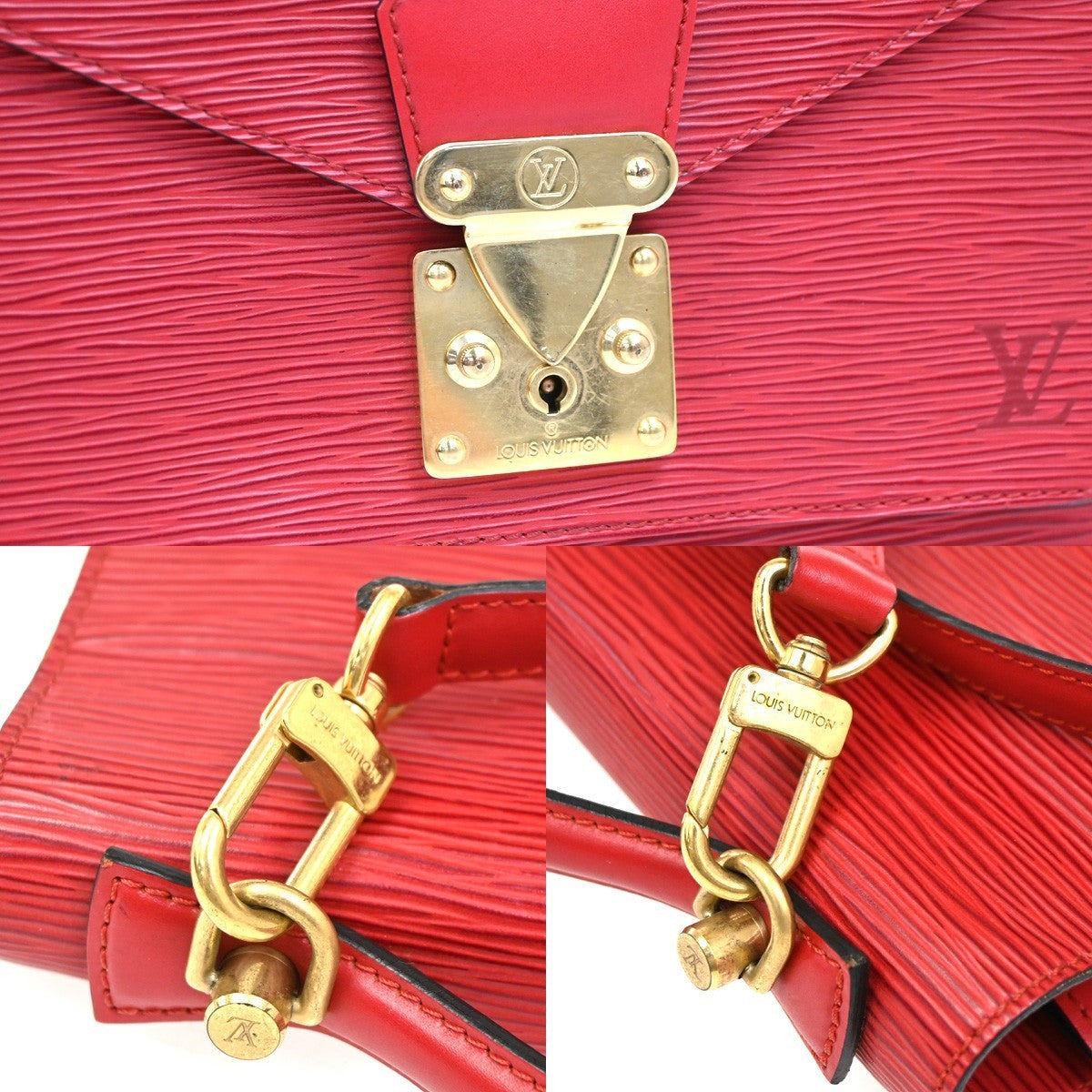 LOUIS VUITTON Monceau 28 2Way Shoulder Handhag Epi Leather Red M52127 76KC016