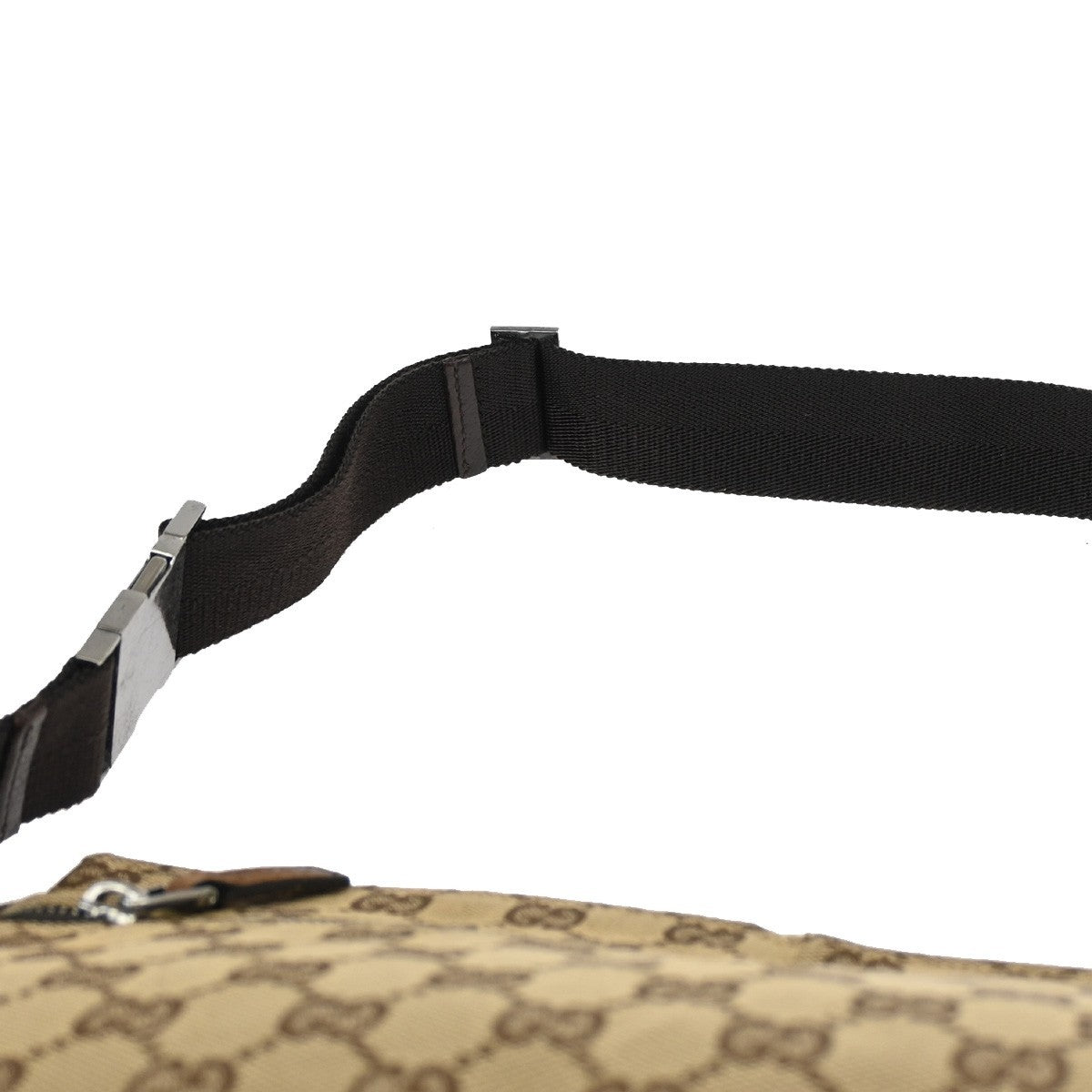GUCCI GG Pattern Bum Body Bag Canvas Leather Brown Beige SHW Italy 62DA027