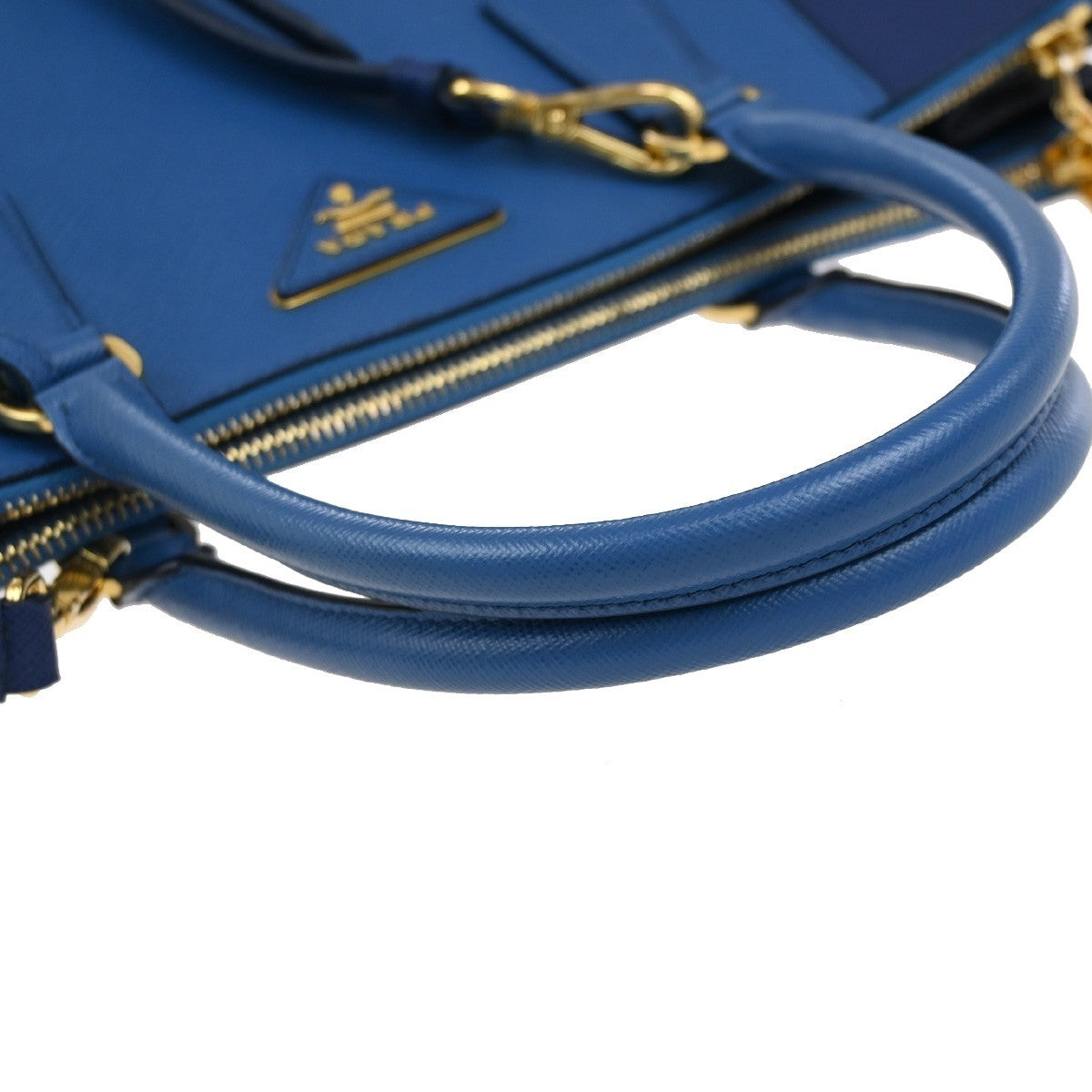 PRADA MILANO Logo 2Way Shoulder Hand Bag Saffiano Leather Blue GHW Italy 91EG070