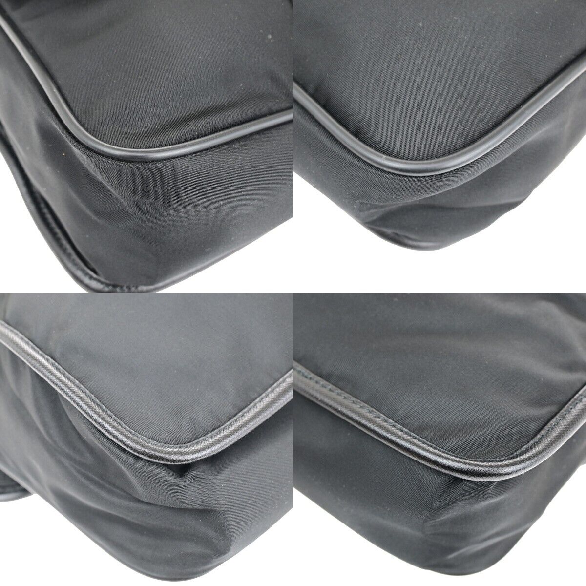 PRADA MILANO Tessuto Messenger Shoulder Bag Nylon Leather Black Silver 87EB675