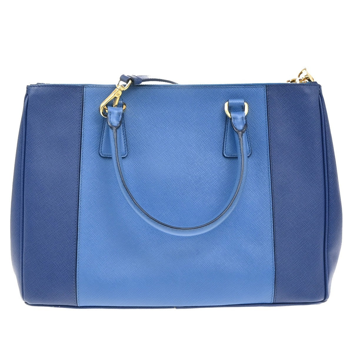 PRADA MILANO Logo 2Way Shoulder Hand Bag Saffiano Leather Blue GHW Italy 91EG070