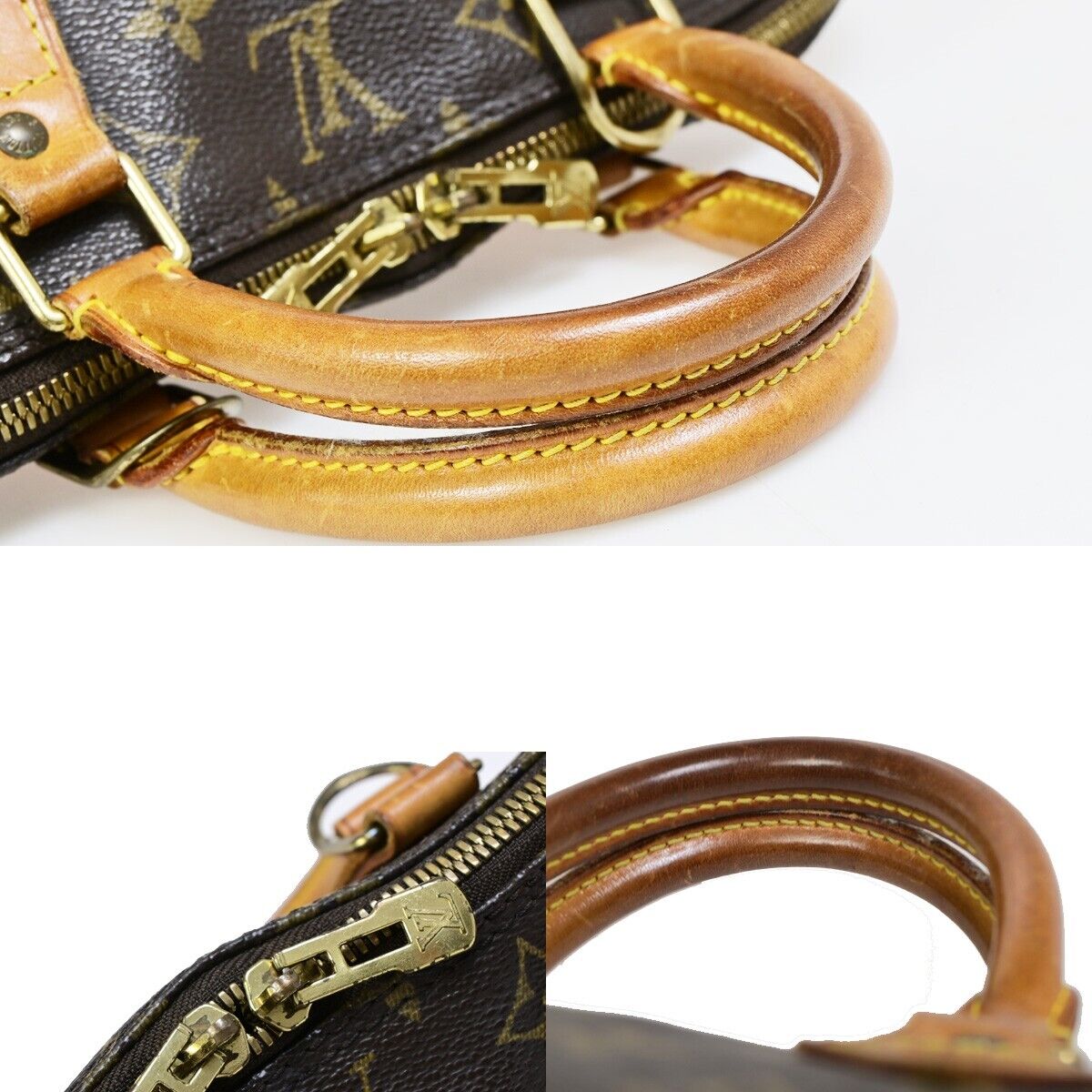 LOUIS VUITTON LV Logo Alma Hand Bag Monogram Leather Brown U.S.A. M51130 39EB645