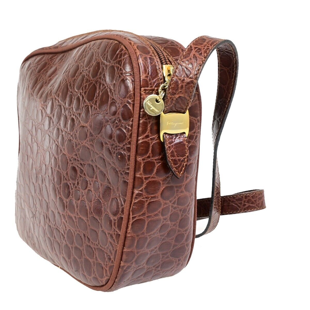 SALVATORE FERRAGAMO Vara Crossbody Shoulder Bag Embossing Leather Red 67FB071