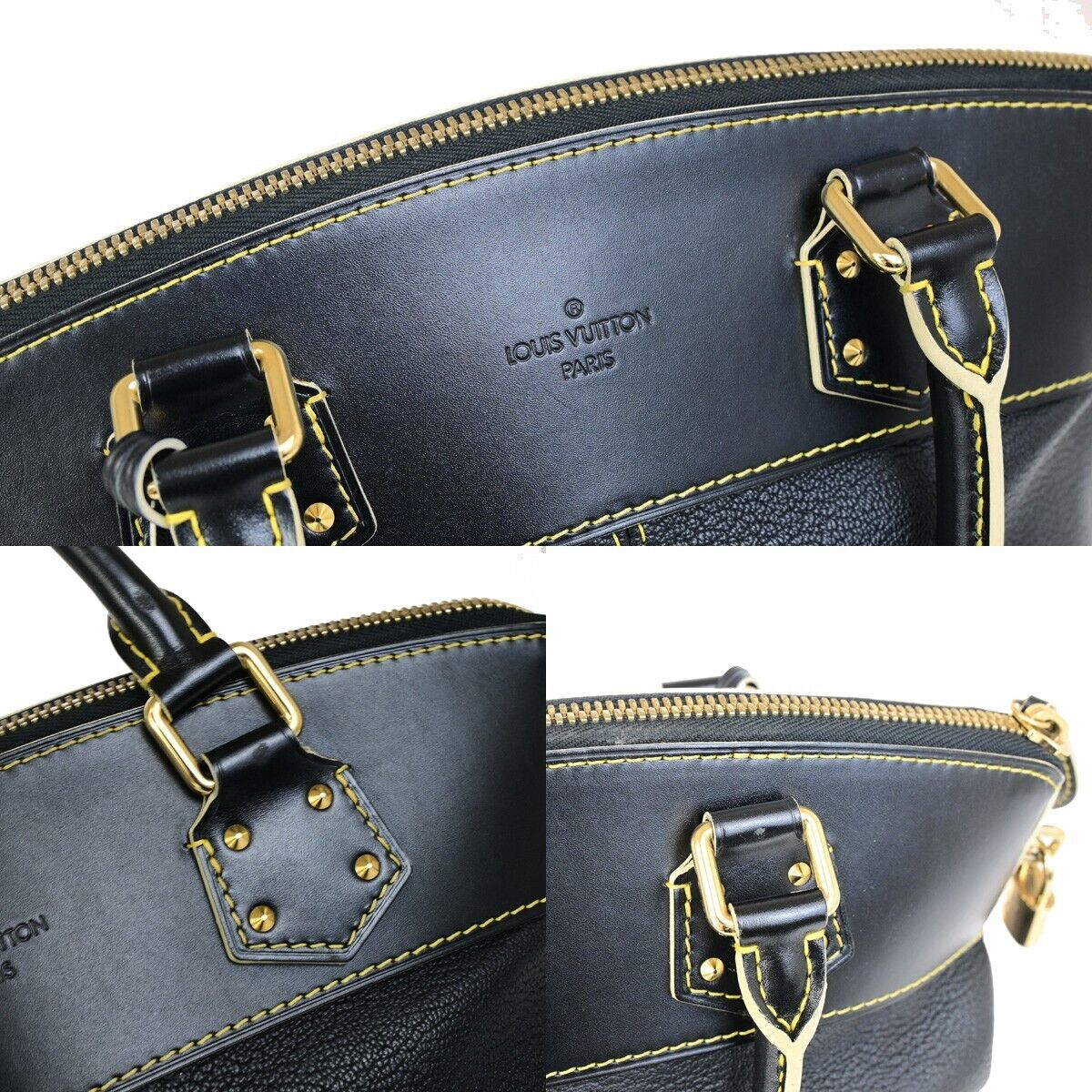 LOUIS VUITTON LV Logo Lockit PM Hand Bag Suhali Leather Black GHW M91888 48KA405