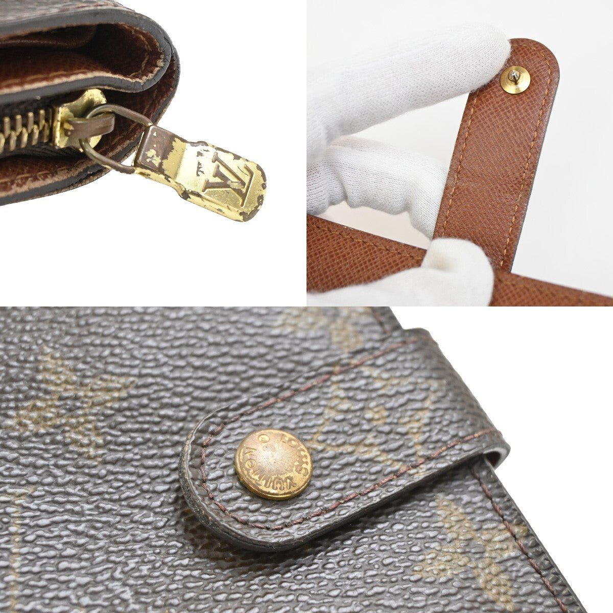 LOUIS VUITTON Compact Zip Bifold Wallet Monogram Leather Brown M61667 09FB576