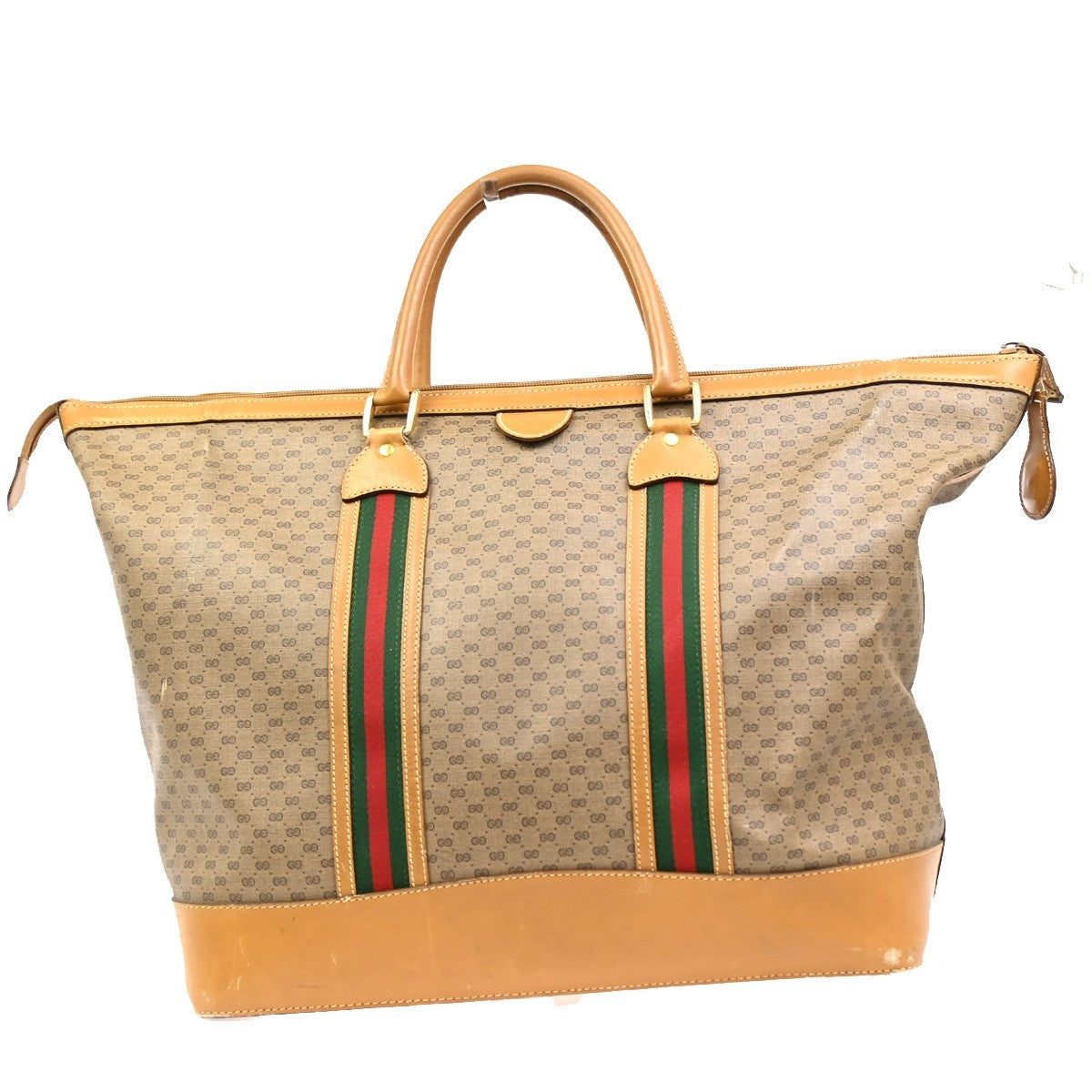 GUCCI Logo Sherry GG Pattern Travel Hand Bag PVC Leather Brown Italy 62KC300