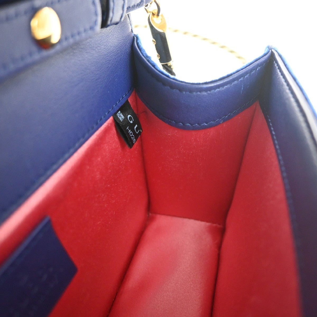 GUCCI Crystal G Logo Broadway Min Shoulder Bag Velvet Leather Blue GHW 16YH968