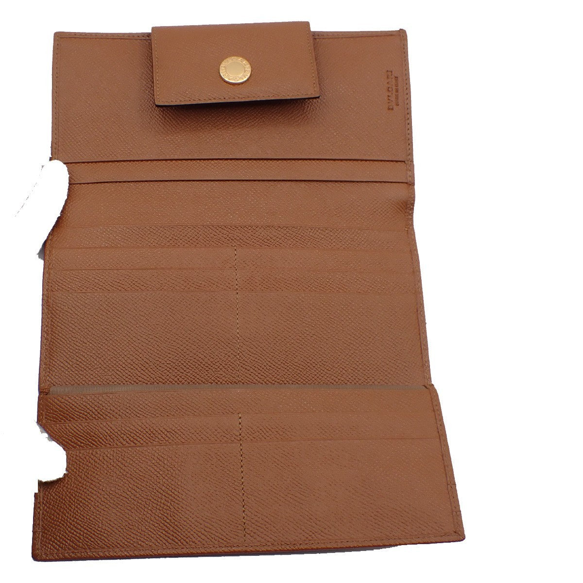 BVLGARI Logo Trifold Long Wallet Purse Leather Brown GHW Italy 04RL557