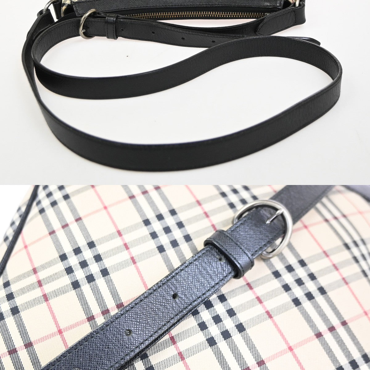 BURBERRY Logo Nova Check Crossbody Shoulder Bag Canvas Leather Beige BK 87RL986