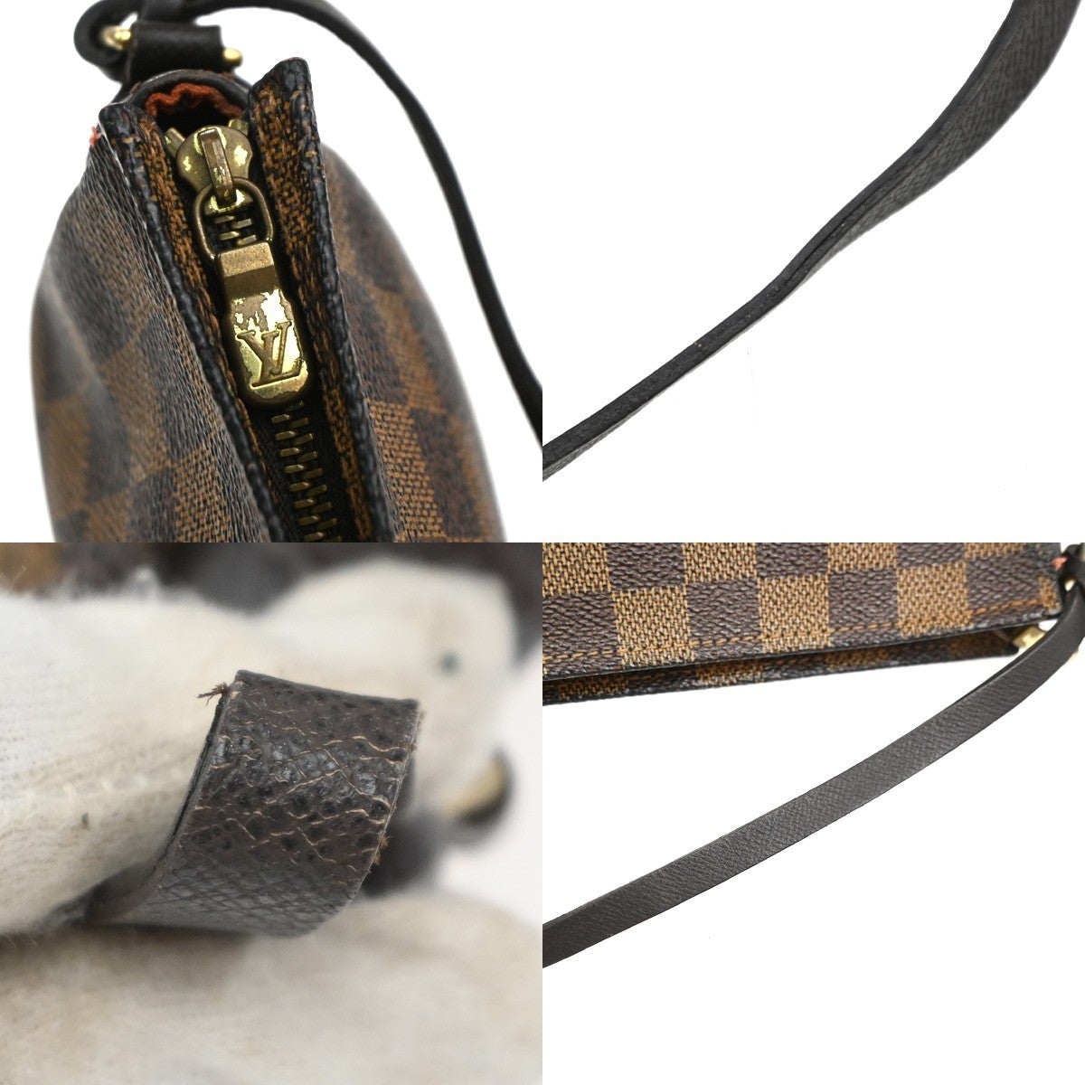 LOUIS VUITTON  Trousse Makeup Hand Bag Damier Ebene Leather Brown N51982 83SA070