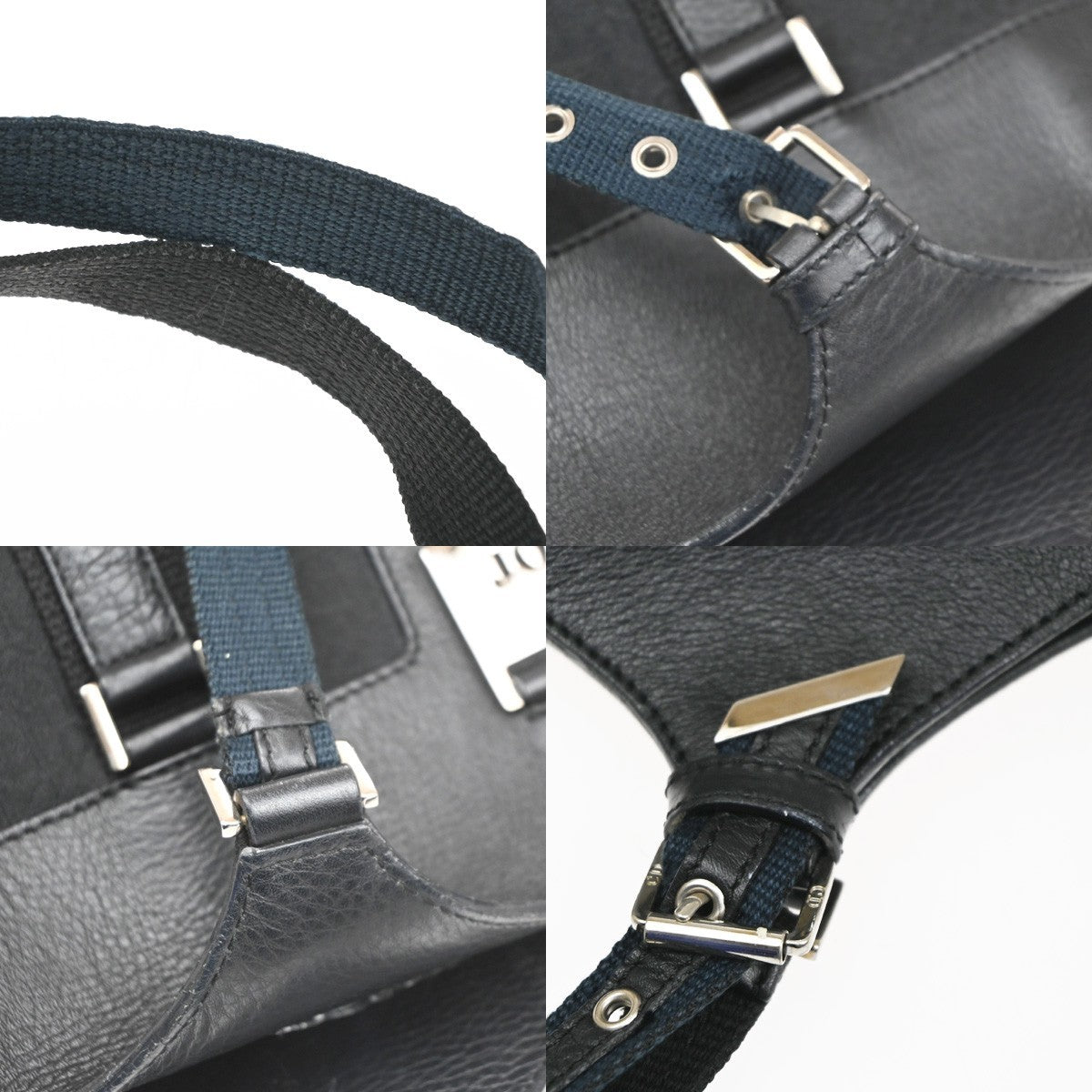 CHRISTIAN DIOR Logo Trotter Pattern Hand Bag Canvas Leather Black GHW 13CB061