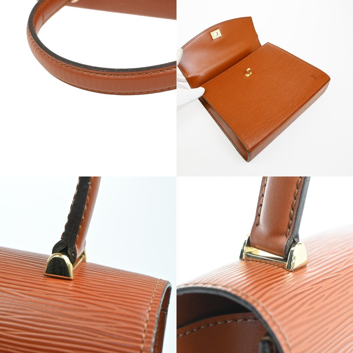 LOUIS VUITTON Logo Malesherbes Hand Bag Epi Leather Brown France M52373 83CA719