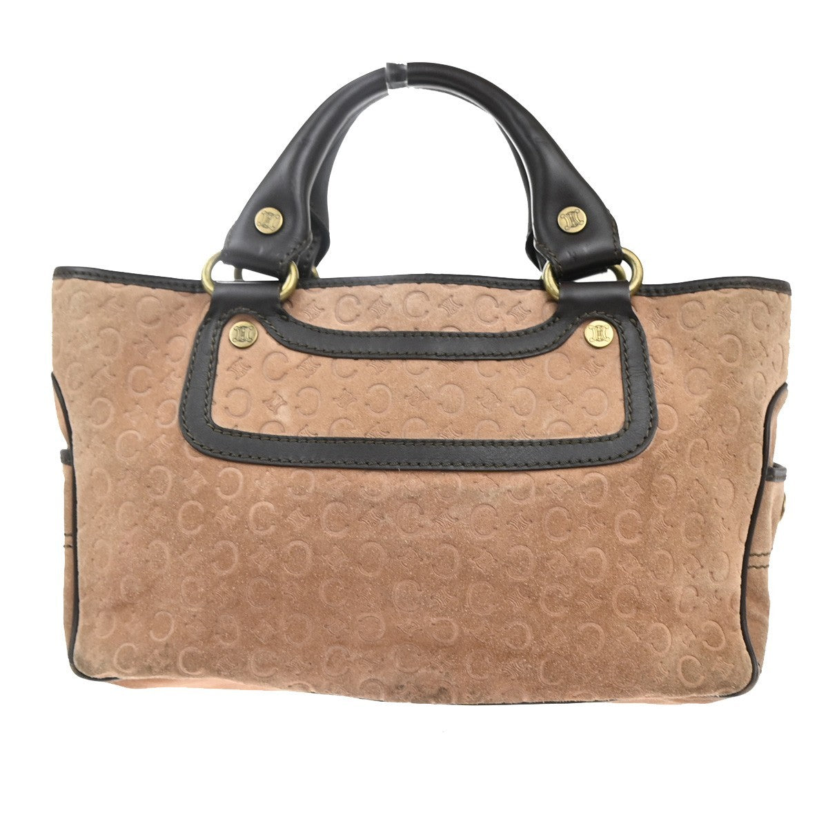 CELINE Logo Boogie C Macadam Hand Bag Suede Leather Brown GHW Italy 31KP552