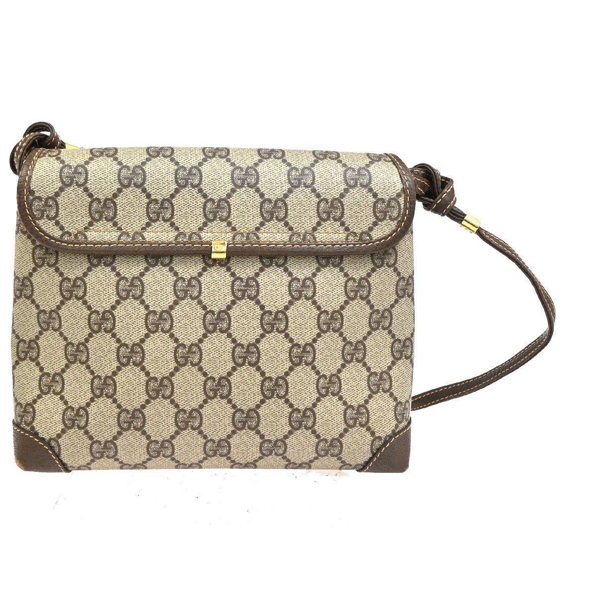 GUCCI GG Pattern Shoulder Bag PVC Leather Brown Italy GHW 38TA614