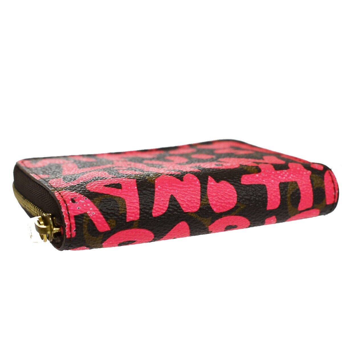 LOUIS VUITTON Zippy Coin Purse Monogram Graffiti Leather Brown FA M93707 85RC268