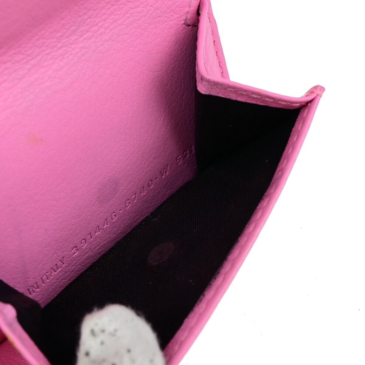 BALENCIAGA Logo Paper Mini Trifold Wallet Purse Leather Pink SHW Italy 62KA225