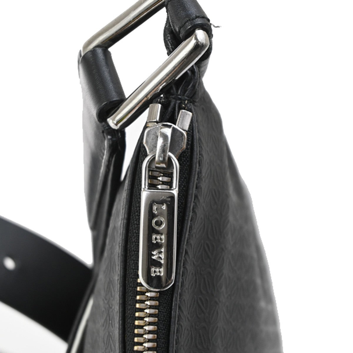 LOEWE Logo Repeat Anagram Shoulder Bag PVC Leather Black SHW Spain 32MA691